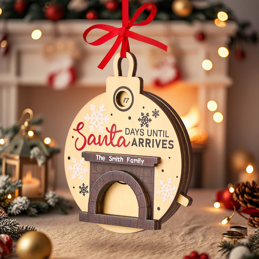 Personalized Christmas Santa in Fireplace Countdown Ornament Days Till Christmas Ornament — product image 4