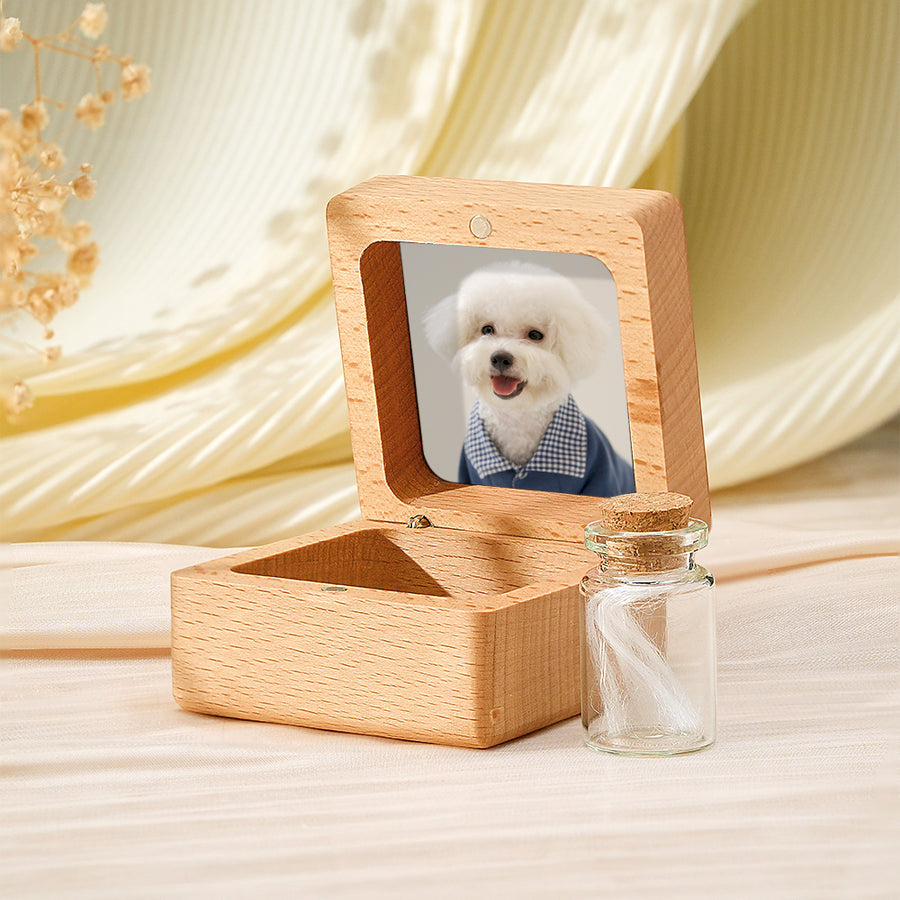 Personalized Pet Fur Wooden Keepsake Box Loss of Pet Memorial Gift for Pet Owner — product image
