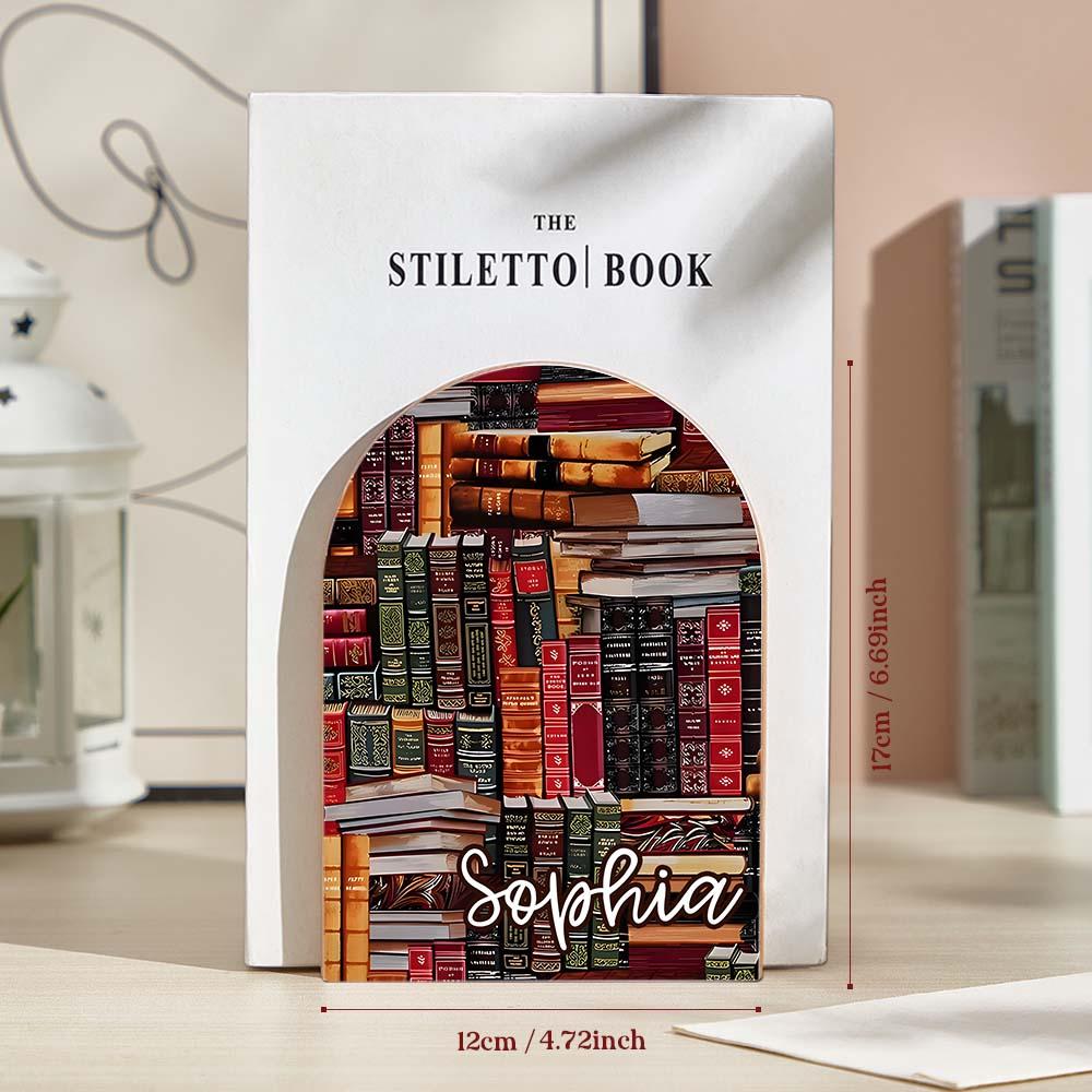 Personalized Name Wood Bookends Shelves Library Book Retro Design Gift for Book Lover — product image 6