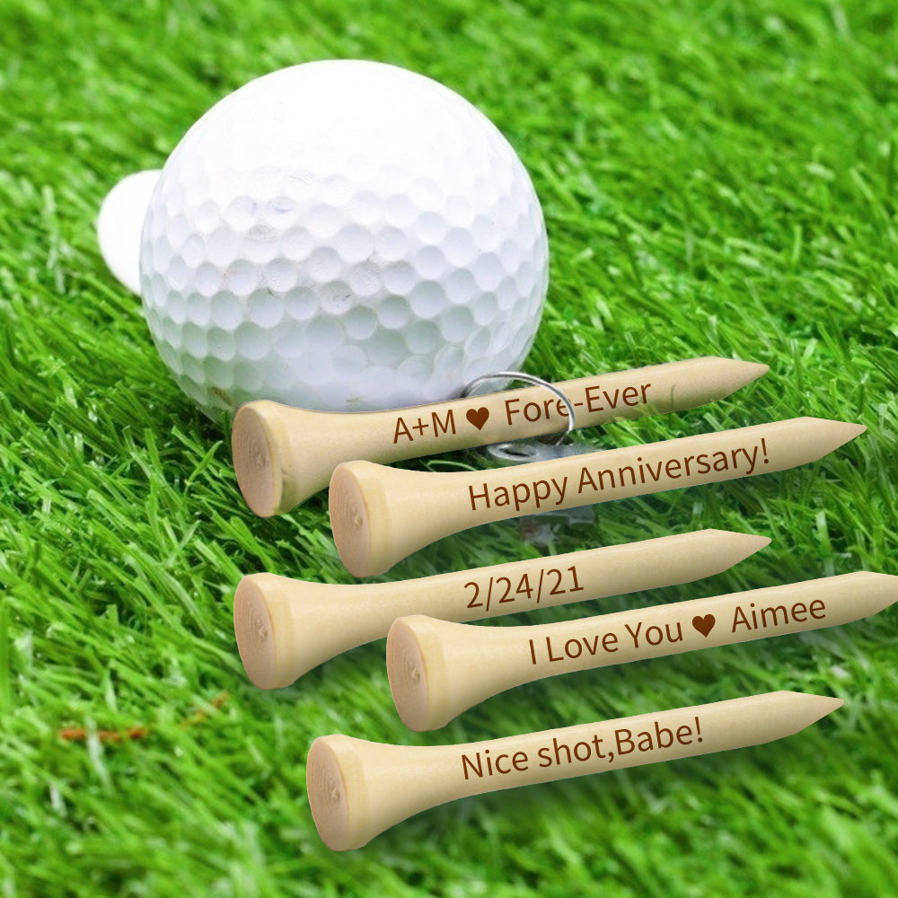 Custom Engraved Bamboo Golf Tees Outdoor Sports Gifts for Golf Lover — product image