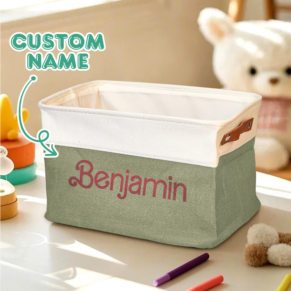 Personalized Storage Basket with Name Toy Bin Linen Organizer Gifts for Children — product image 6