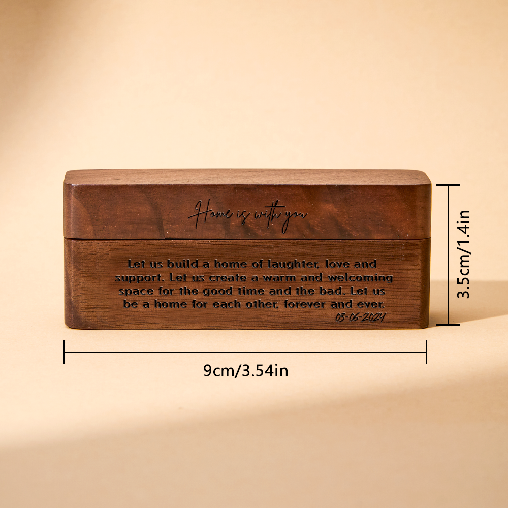 Personalized Engraved Wood Rings Bearer Box with Vow of Happiness Wedding Proposal Gift for Couple — product image 3