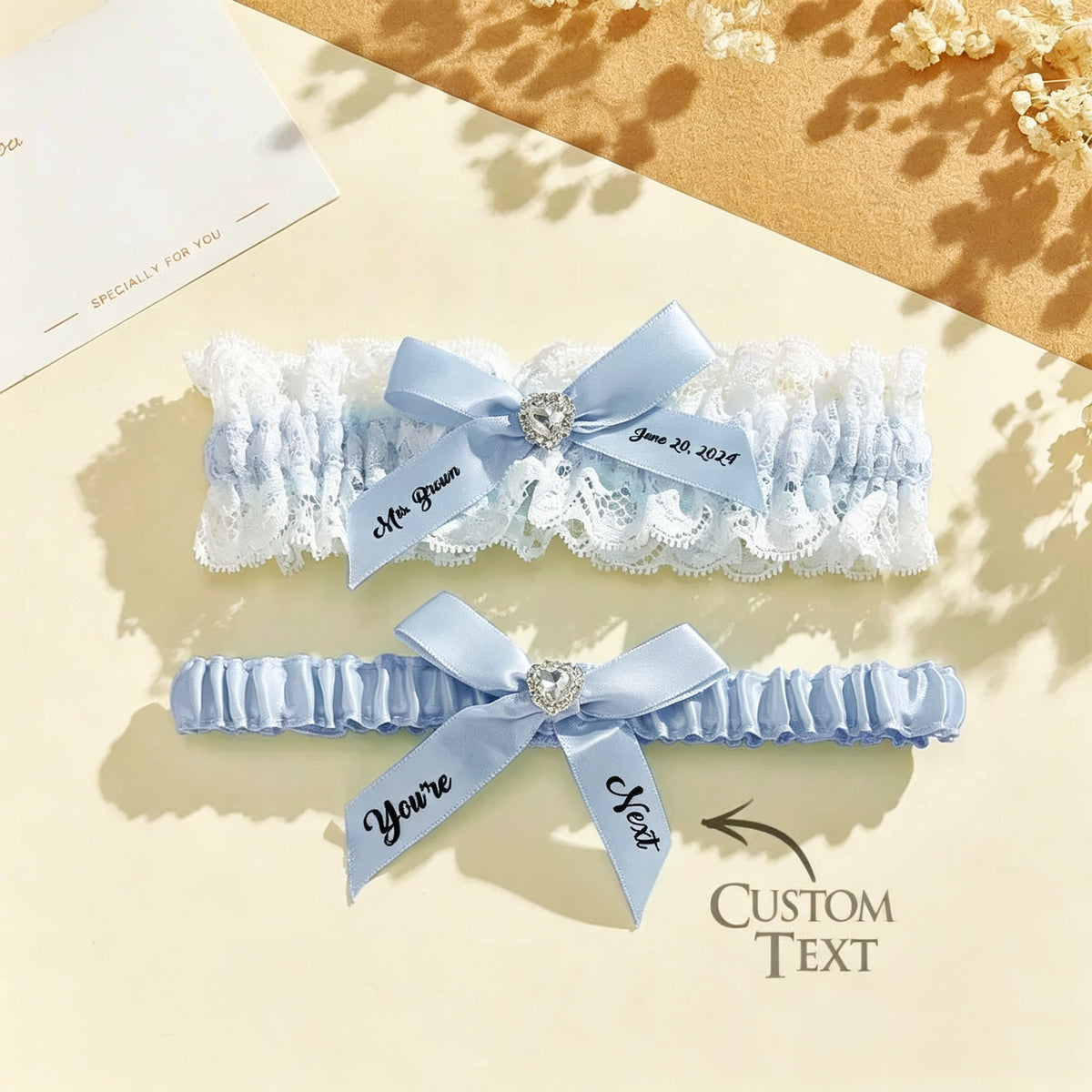 Personalized Bridal Garter Set With White Lace You're Next Bridal Garter Set Gift for Bride — product image 11
