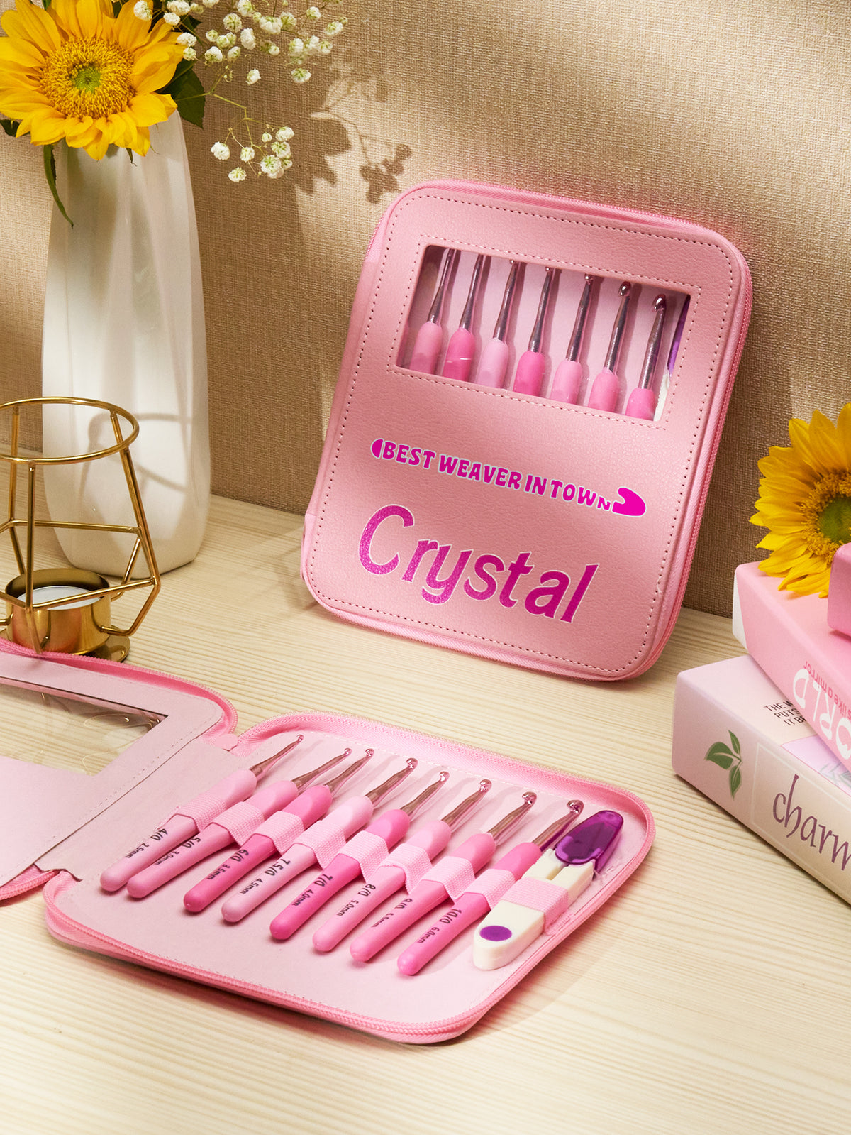 Custom Name Crochet Kit PU Leather Tool Bag - Personalized Organizer — product image 3