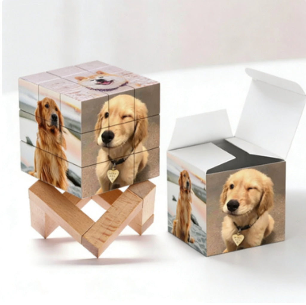 Personalised Magic Cube Picture Cube Gift For Dad With Wooden Rubic's Cube Bracket — product image 5
