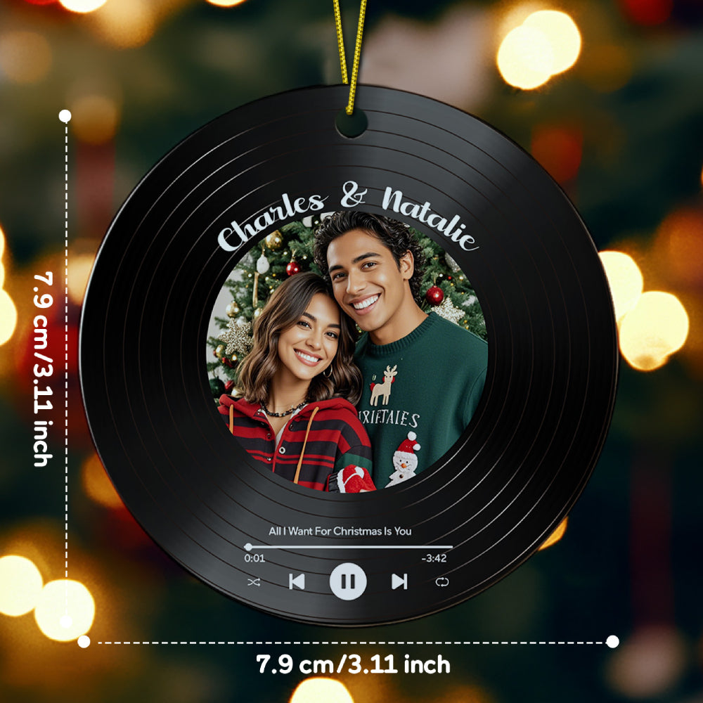 Personalized Photo Vinyl Record Style Ornament Christmas Ceramic Ornament Gift for Lover — product image 5