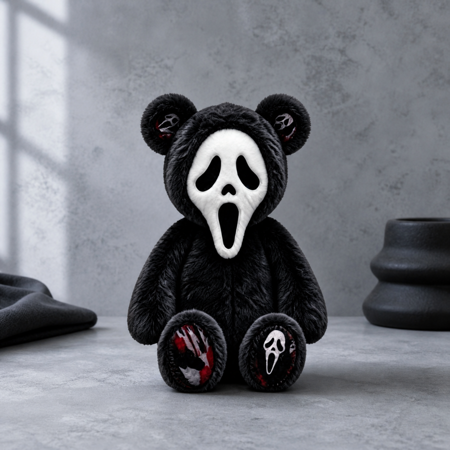 Black Bear Ghost Face Plush – Cute Spooky Halloween Stuffed Bear Toy, Gothic Horror Gift for Halloween Lovers — product image