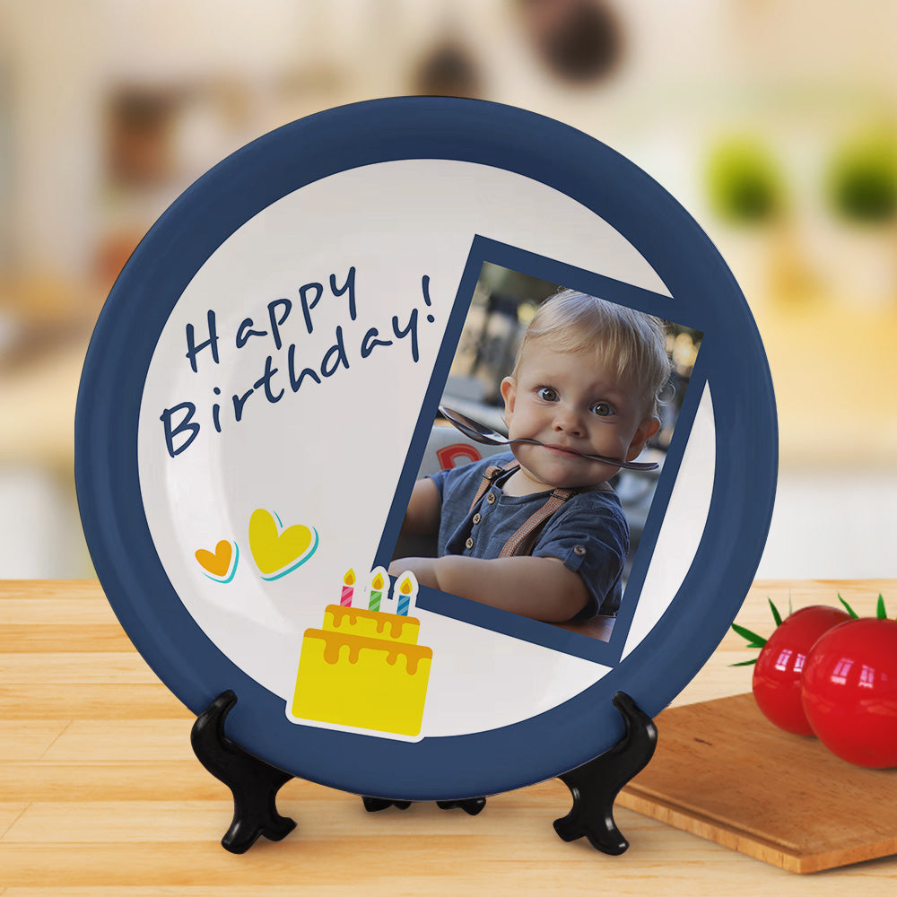 8.1 Inch Custom Photo Happy Birthday Ceramics Dinner Plates For Kids — product image 2