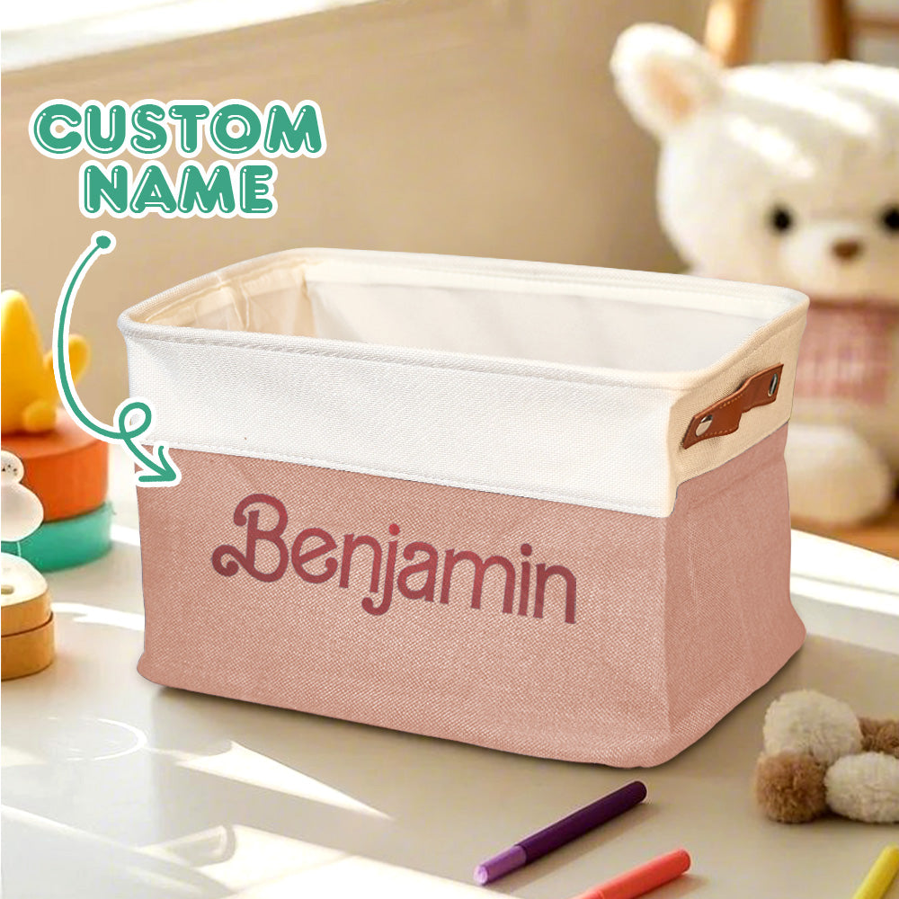 Personalized Storage Basket with Name Toy Bin Linen Organizer Gifts for Children — product image 5