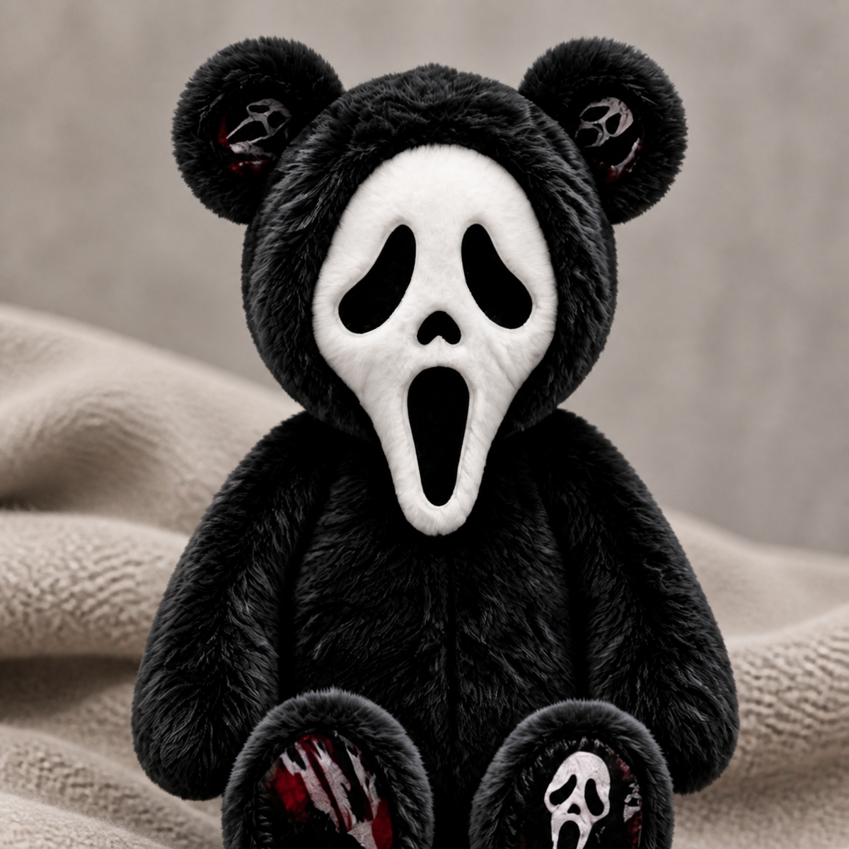 Black Bear Ghost Face Plush – Cute Spooky Halloween Stuffed Bear Toy, Gothic Horror Gift for Halloween Lovers — product image 2