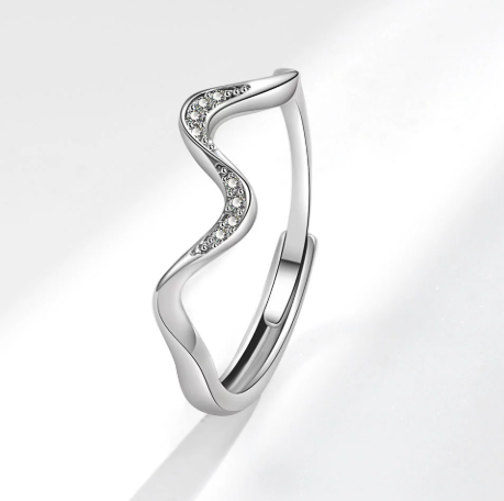 Water Wave Silver Ring in Fashion Design — product image 2