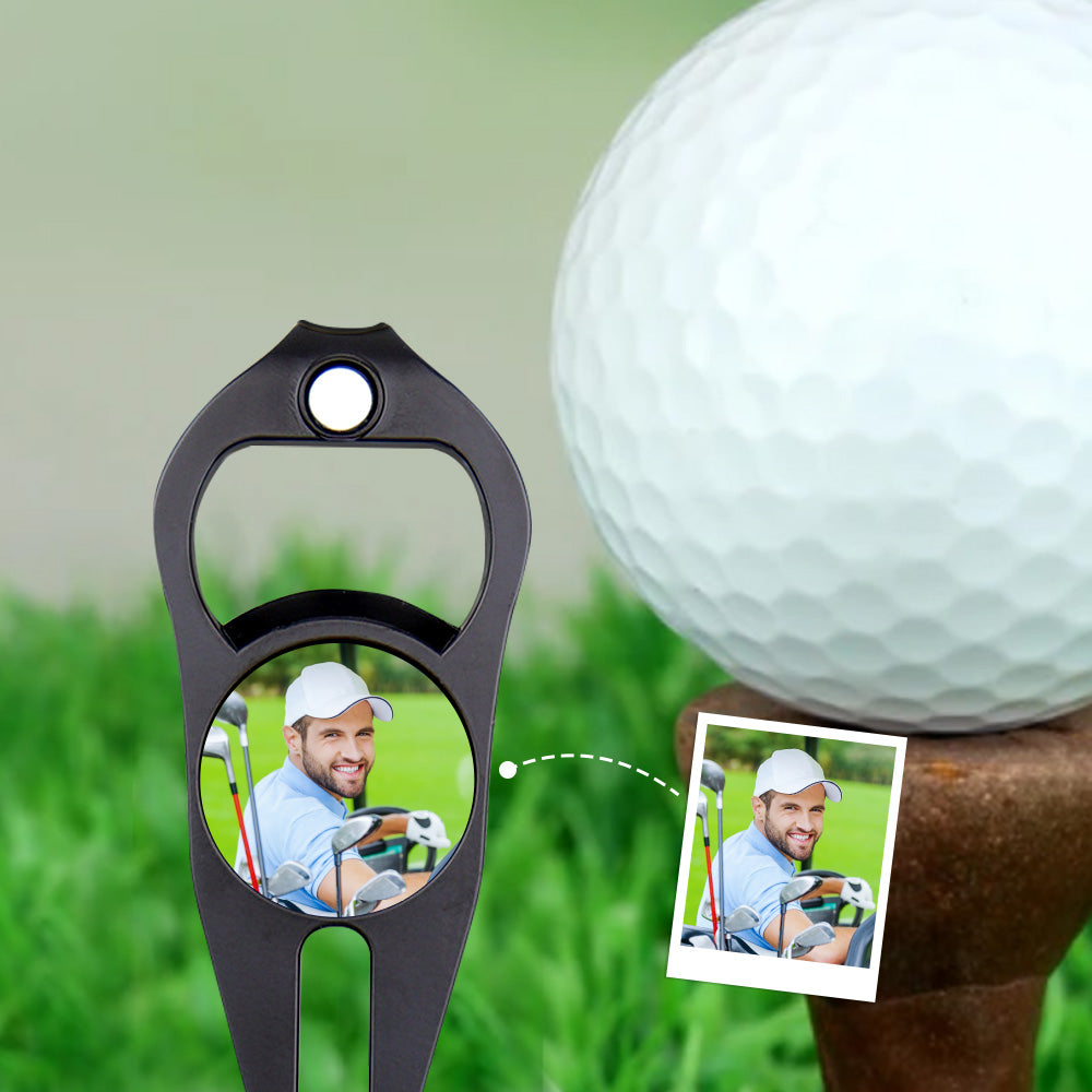 Custom Photo Golf Ball Marker Bottle Opener Golf Fork Ball Marker for Golf Practice — product image