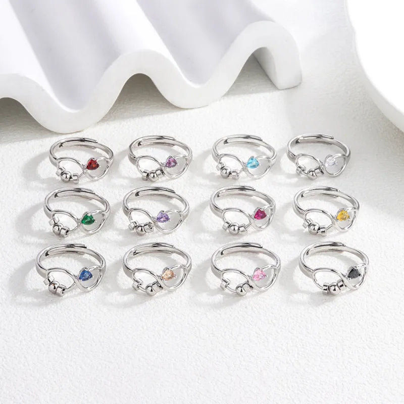 Adjustable Rotating Birthstone Fidget Ring for Women – Anxiety Relief Spinner Ring Birthday Gift — product image 3