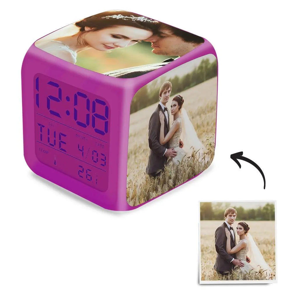 Personalized Colorful Lights Multi-Photo Alarm Clock For Bedroom — product image 4