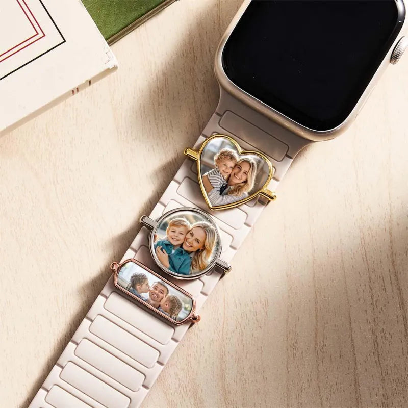 Custom Photo Watch Strap Charm - Personalized Smartwatch Beaded Accessory — product image