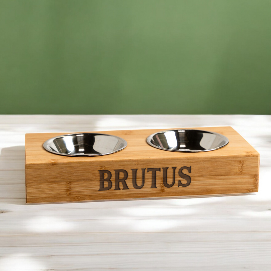 Bamboo Pet Bowl Feeders, Eco-Friendly Dog and Cat Feeding Station, Stylish and Durable