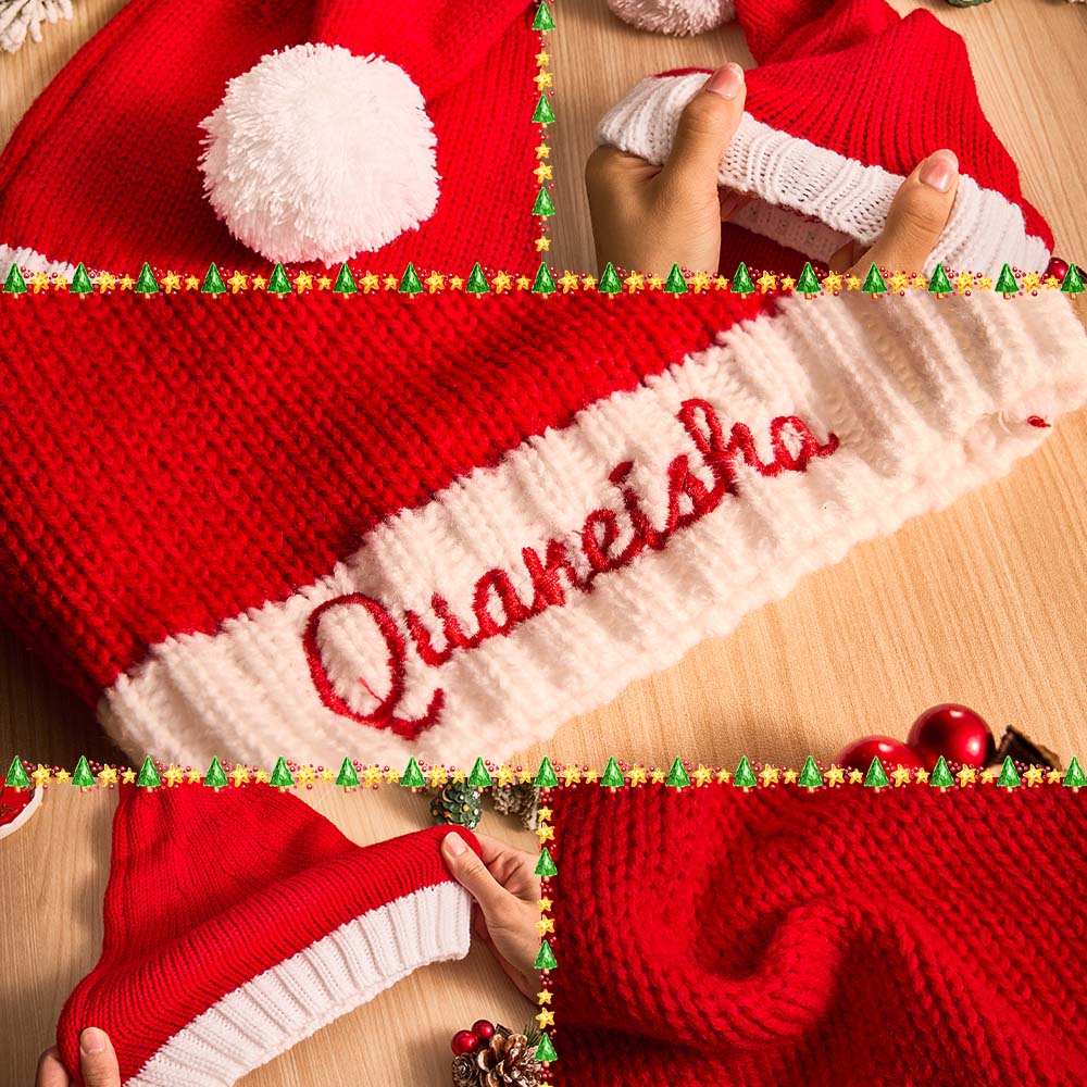 Personalized Christmas Hat Embroidered Name Santa Hat Christmas Gift for Family — product image 7