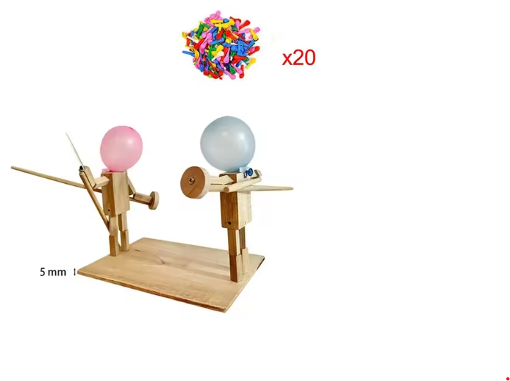 Handmade Balloon Heads Wooden Fighter Puppets — product image 4