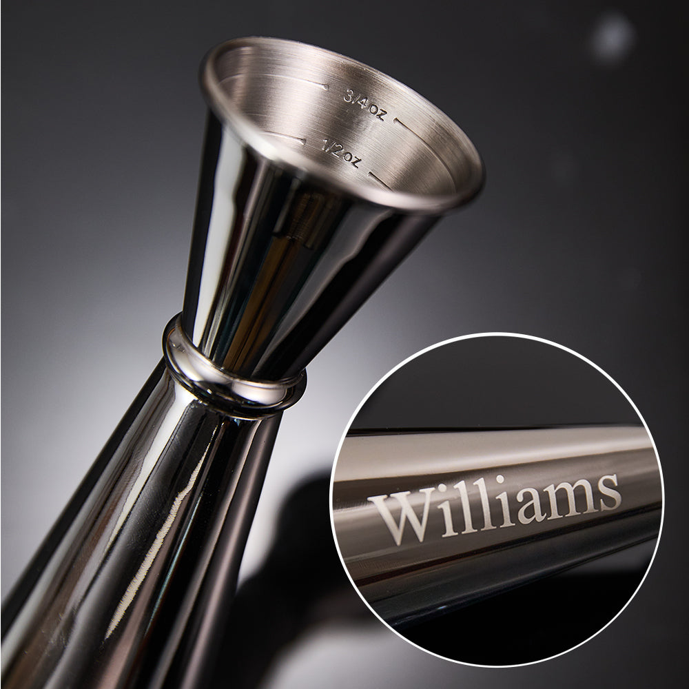 Personalized Engraved Text Stainless Steel Cocktail Jigger Measurements Gift for Bartender — product image 3