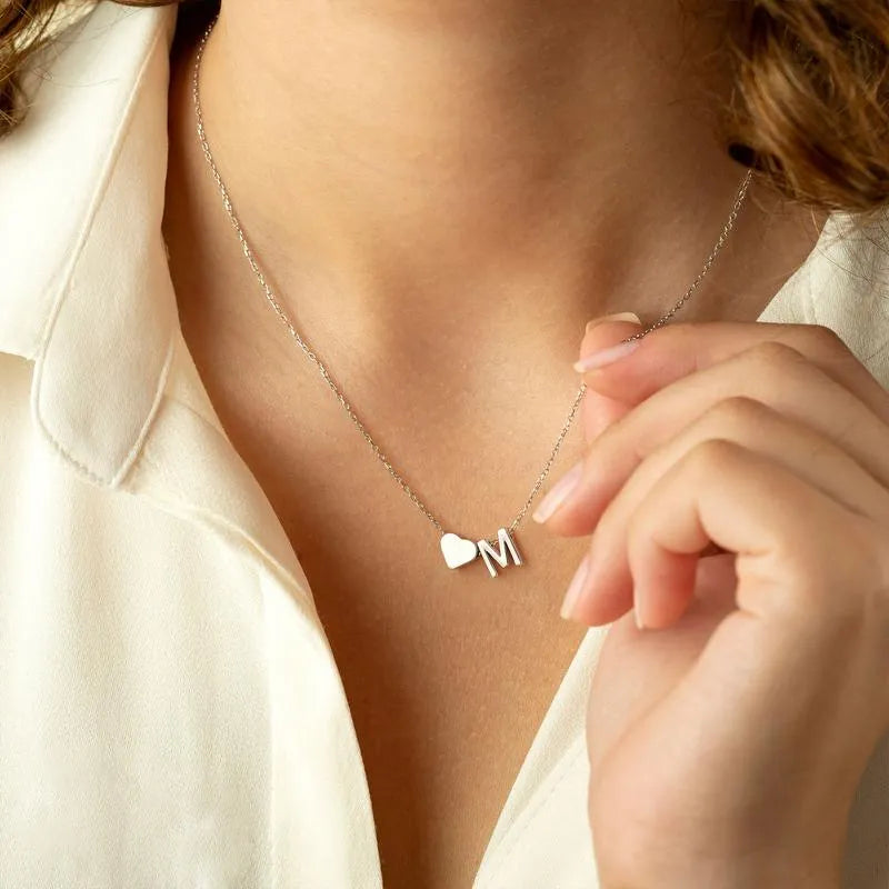 Tiny Initial Necklaces Heart Letter A-Z Necklace Initial Tag Pendant Birthday Gifts Anniversary Gifts Jewelry for Women — product image