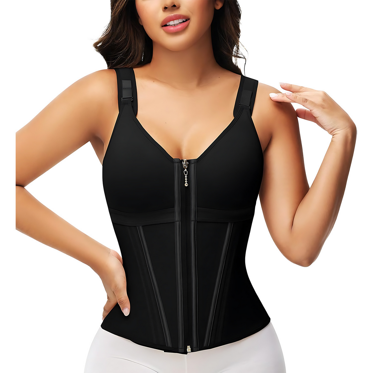 Mesh Waist Slimming Three-Breasted Shapewear Corset — product image 16