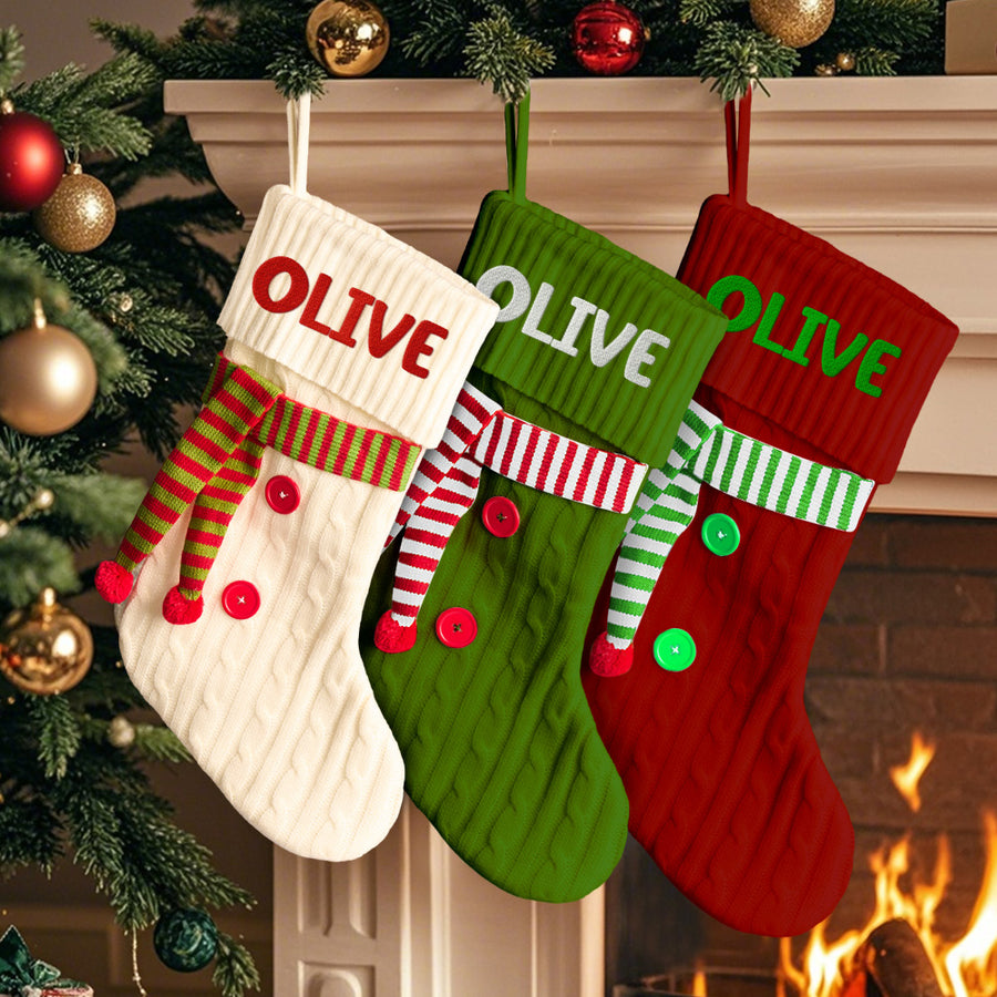 Personalized Christmas Scarve Stocking with Name Embroidery Christmas Stockings Gift for Family — product image