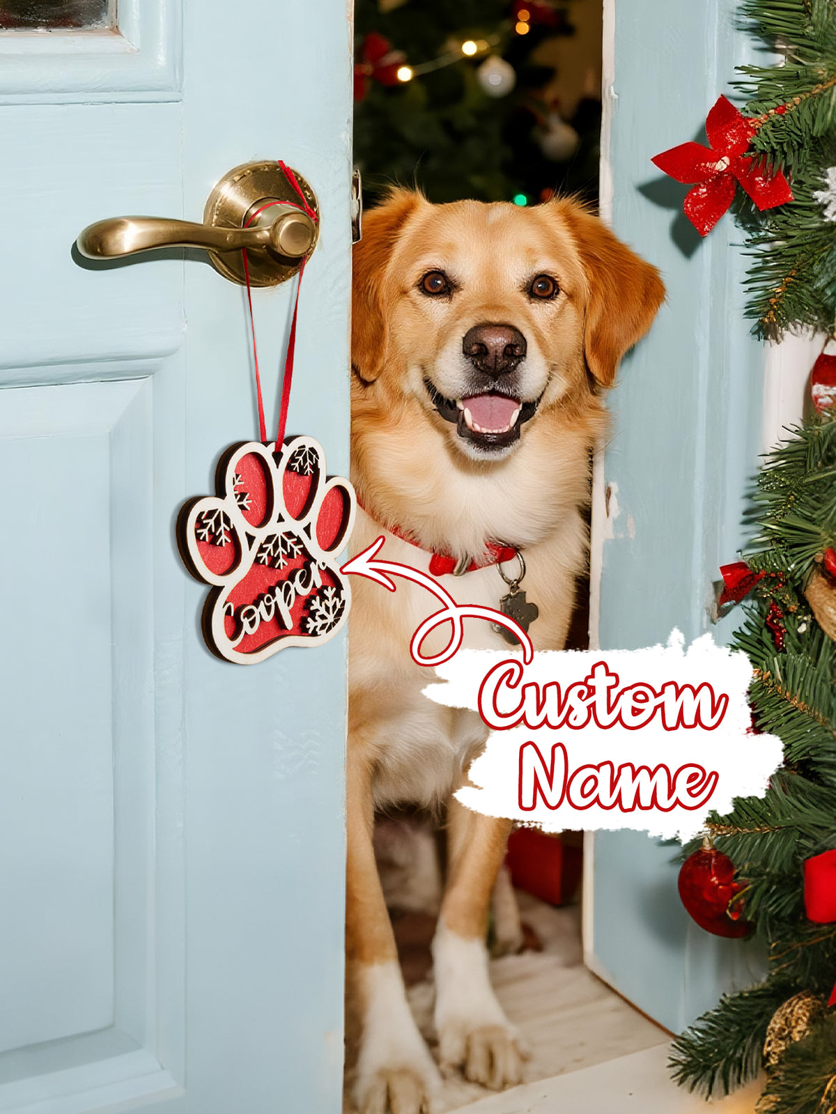 Personalized Dog Paw Snowflake Ornament – Custom Name Christmas Tree Decoration — product image 7