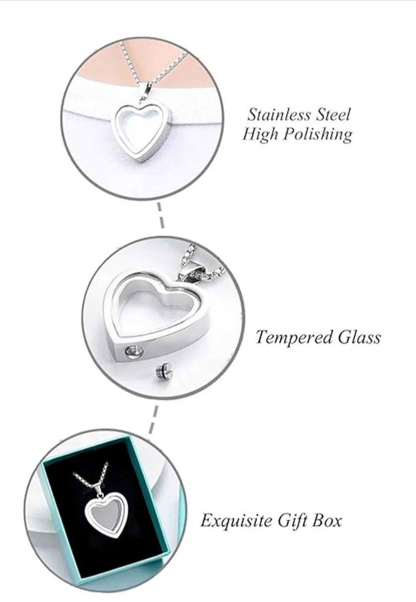 Heartfelt Remembrance: Stainless Steel Heart-Shaped Cremation Pendant — product image 2