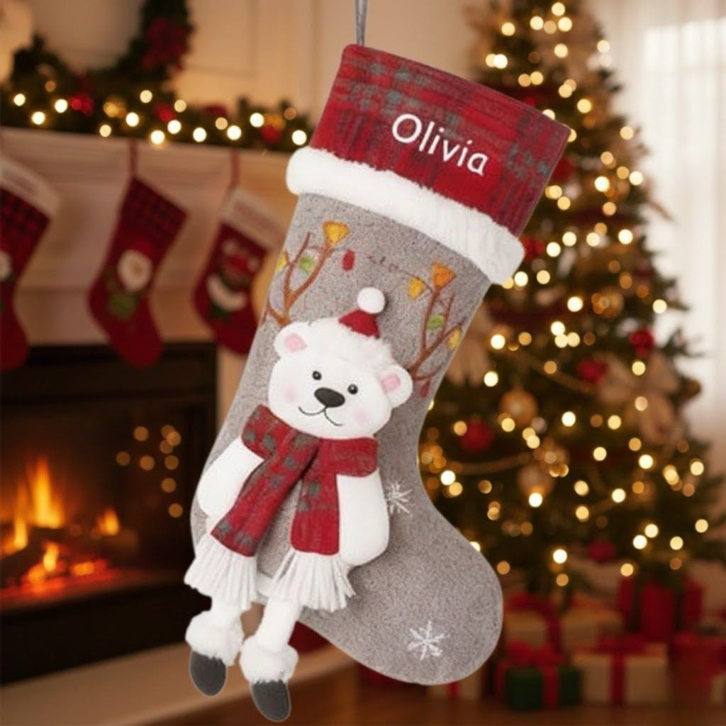Custom Name 3D Pattern Christmas Stocking Ornament Tree Decoration — product image