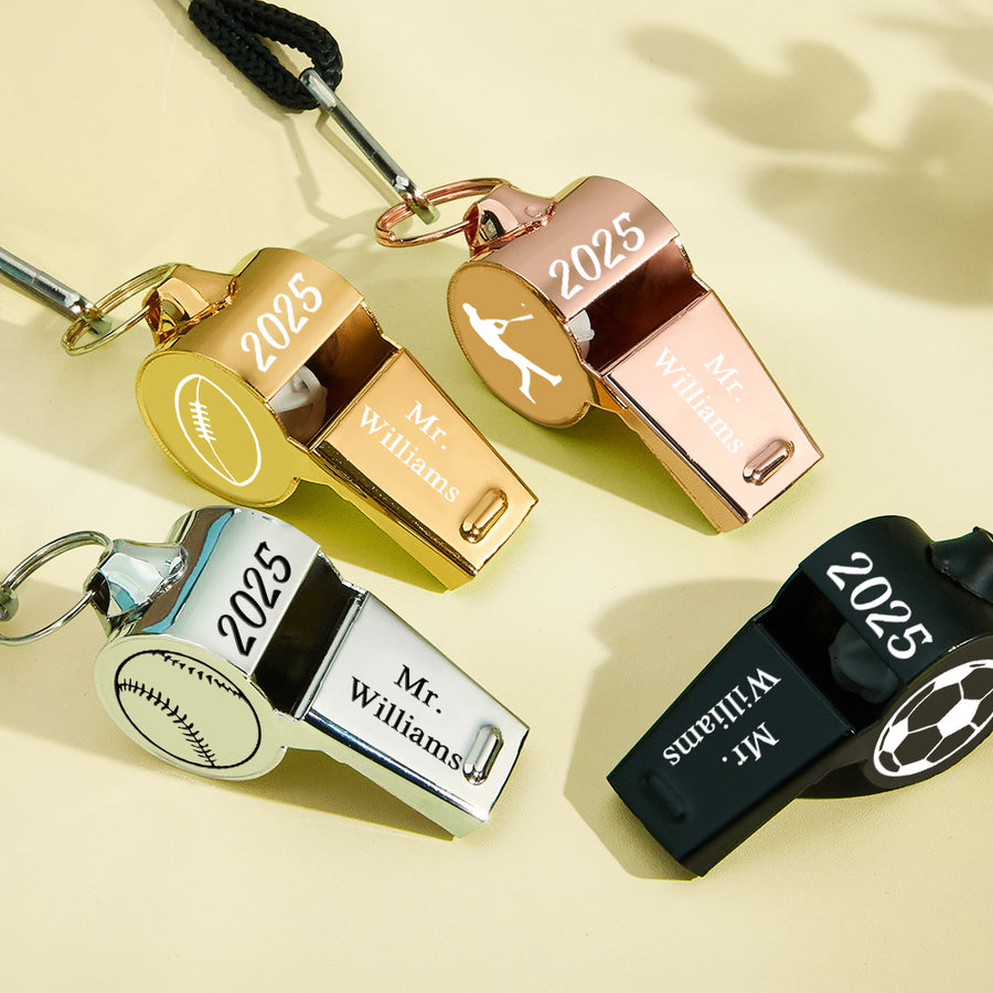Custom Text Pattern Whistle Gift for Coach Personalized Gift for P.E. Teacher Back to School Gift — product image