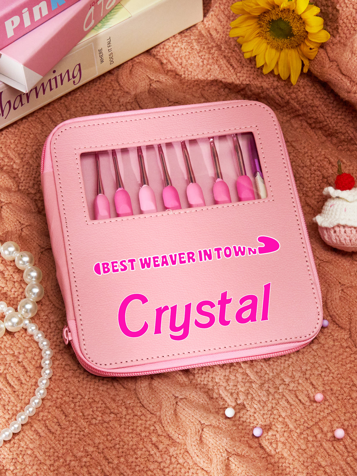 Custom Name Crochet Kit PU Leather Tool Bag - Personalized Organizer — product image 5
