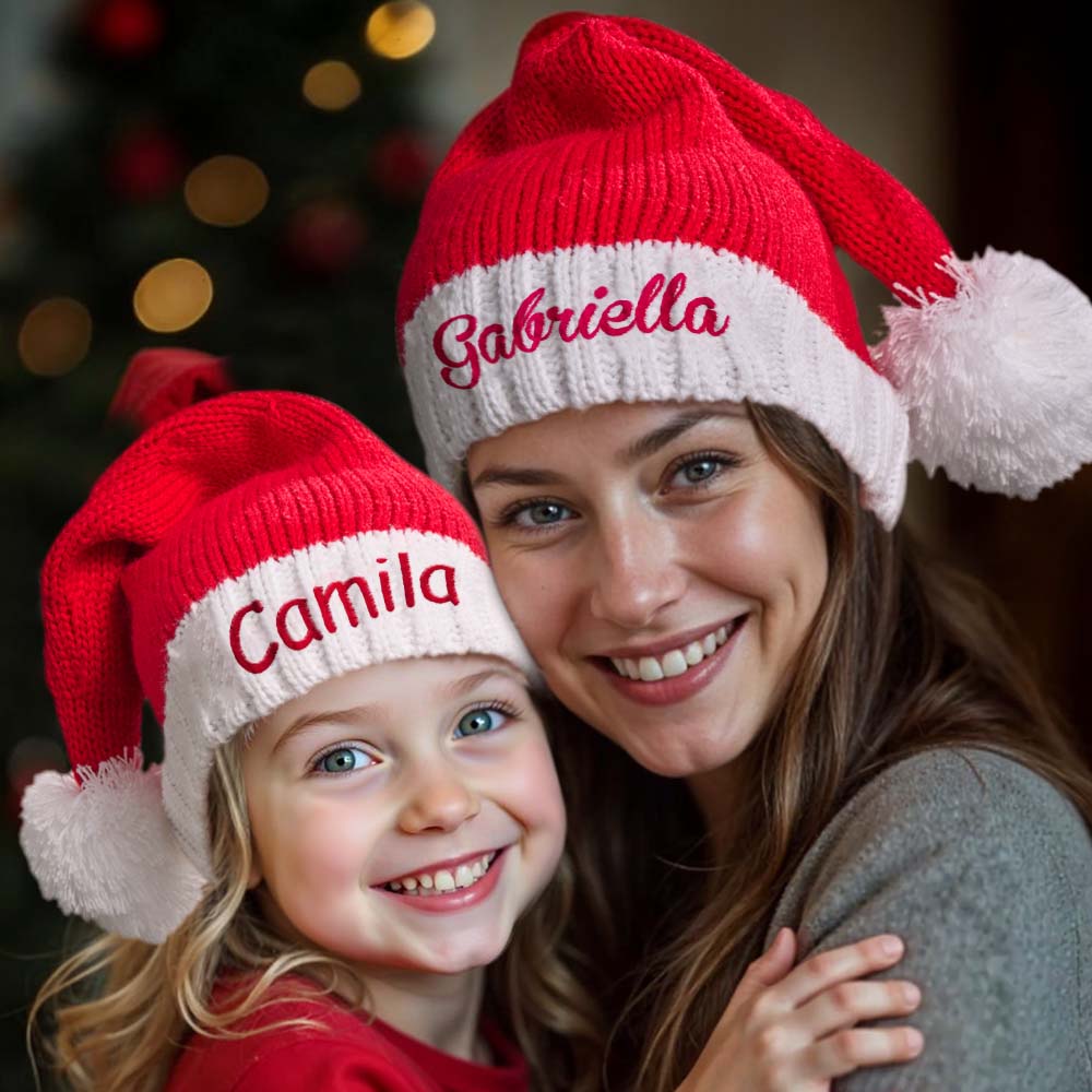 Personalized Christmas Hat Embroidered Name Santa Hat Christmas Gift for Family — product image