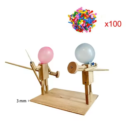 Handmade Balloon Heads Wooden Fighter Puppets — product image 3