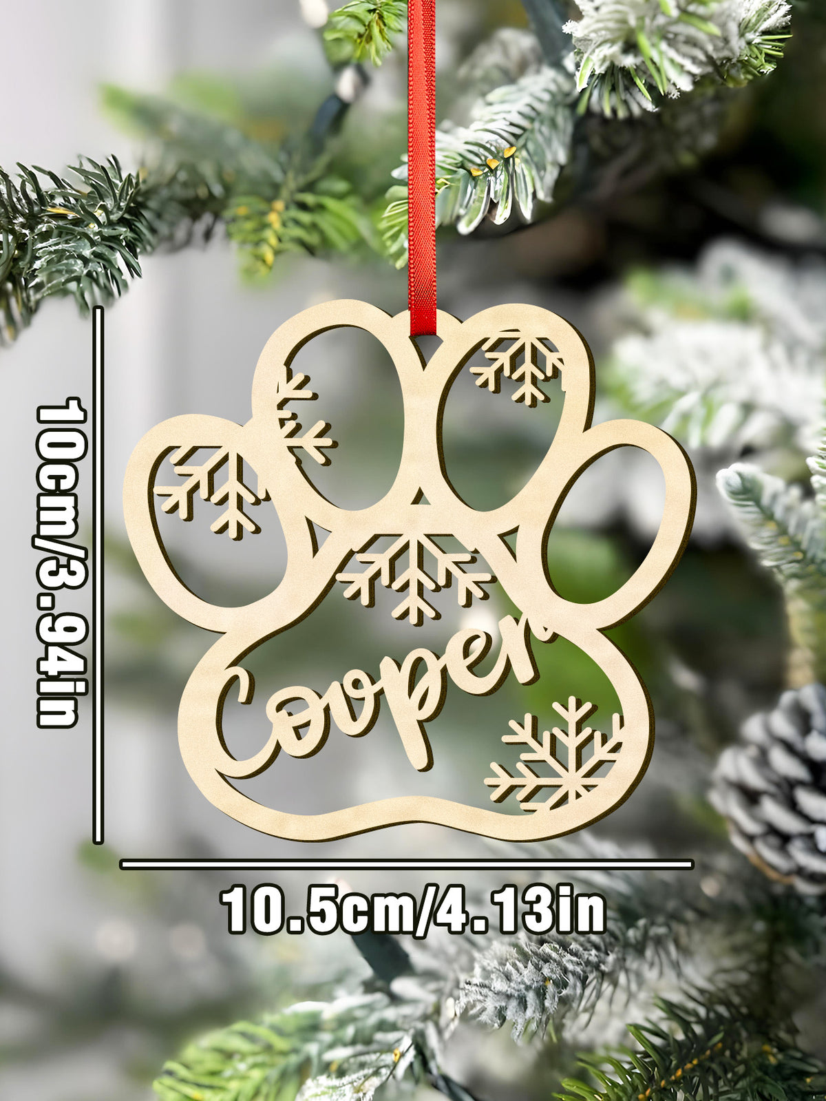 Personalized Name Dog Paw Snowflake Ornaments – Custom Christmas Tree Decorations — product image 6