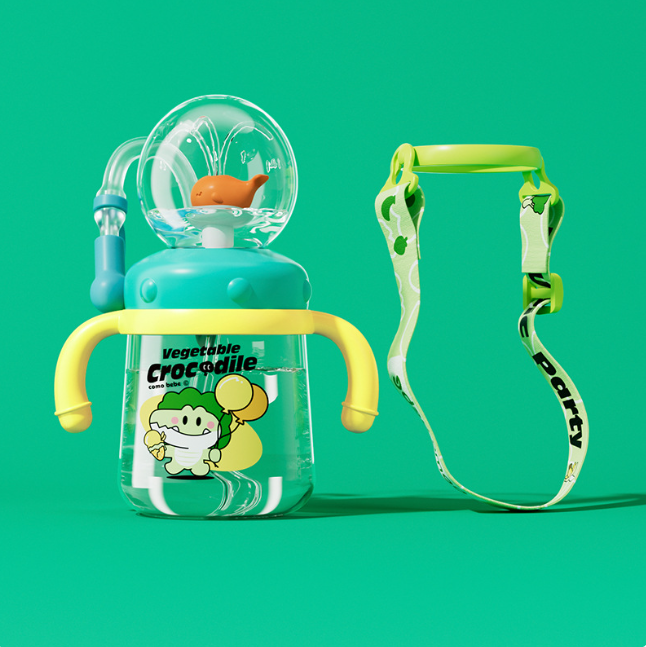 Children's Whale Cartoon Diving Fountain Water Bottle - Tritan Leakproof Sippy Cup (Various Sizes & Colors) — product image 7