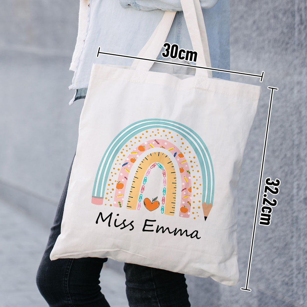 Personalized Teacher Tote Bag Boho Rainbow Tote Bag Gift For Teacher — product image 4