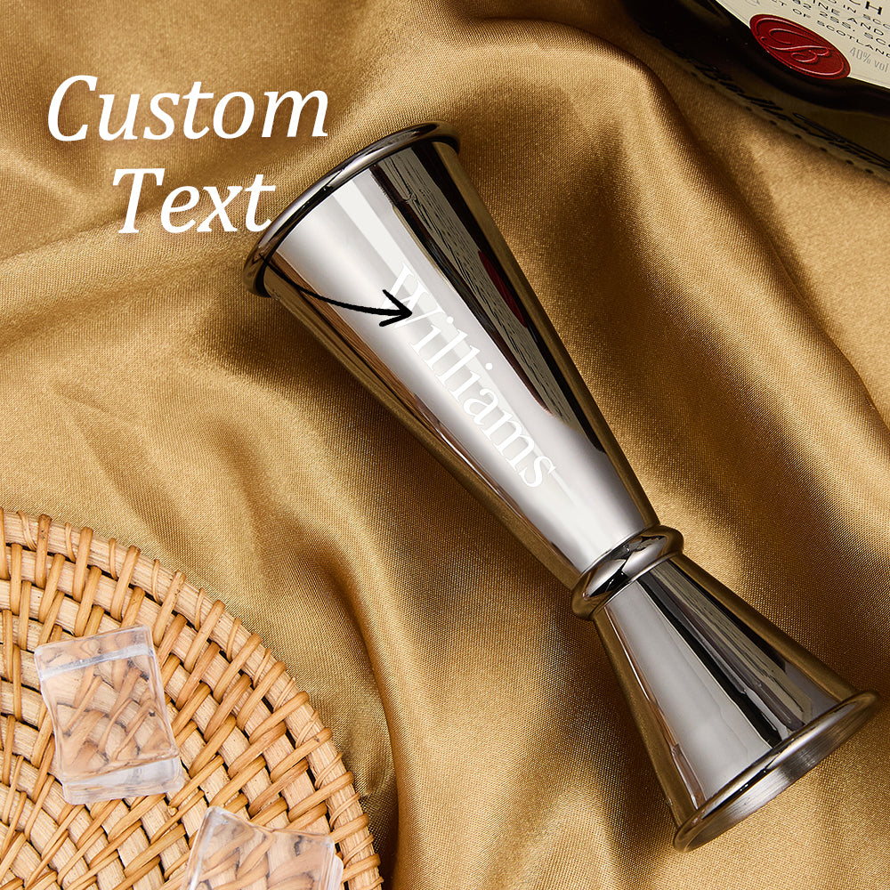 Personalized Engraved Text Stainless Steel Cocktail Jigger Measurements Gift for Bartender — product image 7