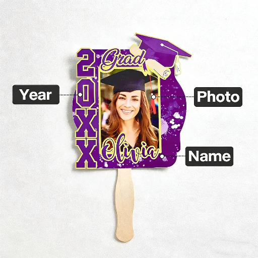 2026 Personalized Multicolor Grad Graduation Photo Fan with Name Photo Props Graduation Gift for Graduate — product image 3