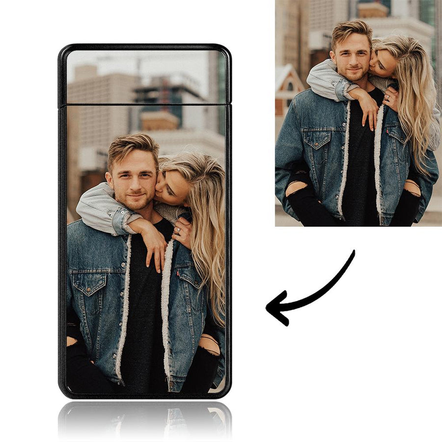 Personalized Color Photo Lighters Black Scrub Rechargeable Electric Lighter — product image