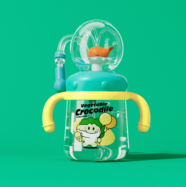 Children's Whale Cartoon Diving Fountain Water Bottle - Tritan Leakproof Sippy Cup (Various Sizes & Colors) — product image 16