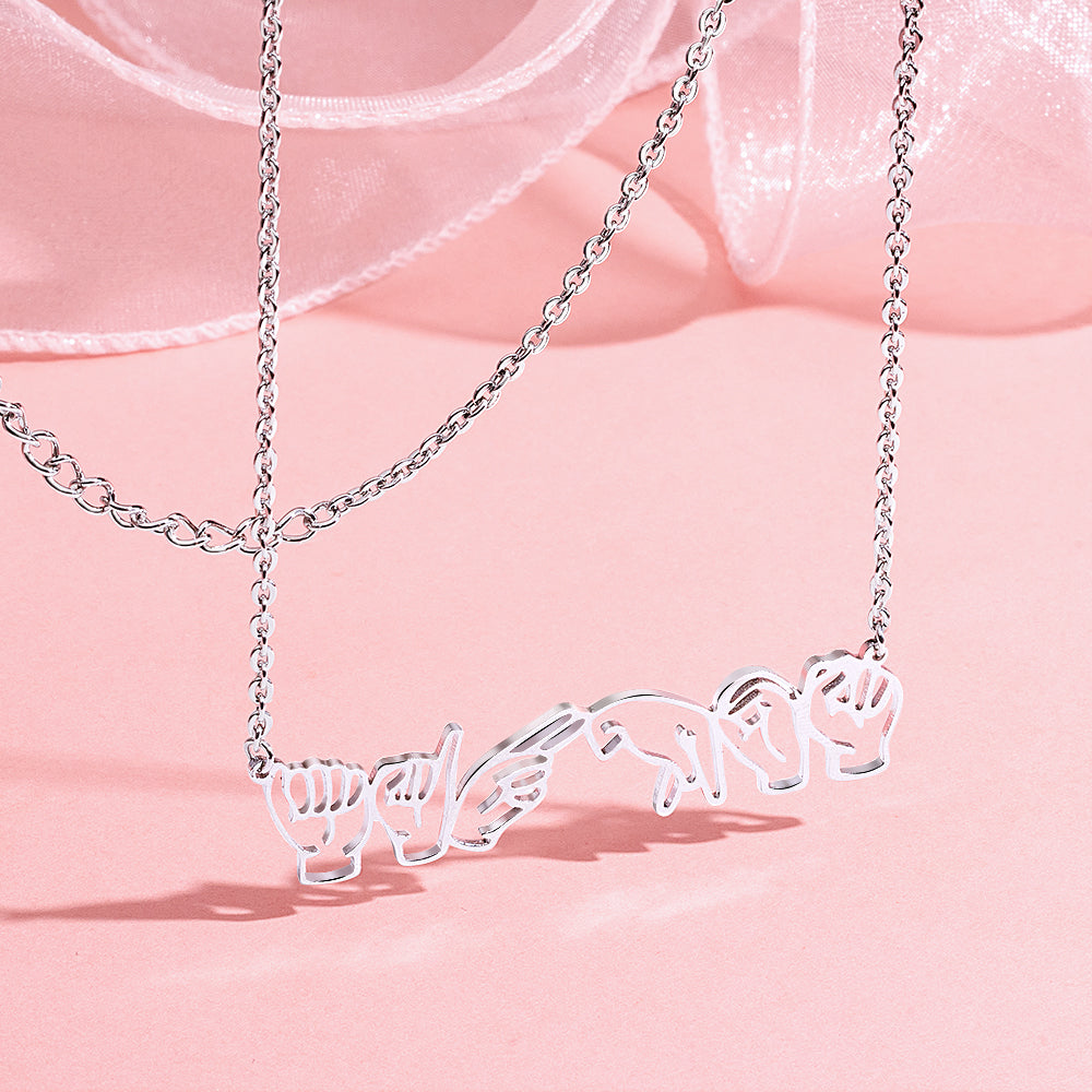Personalized American Sign Language Necklace Gift for Hearing Impairment ASL Interpreter Teacher — product image 2