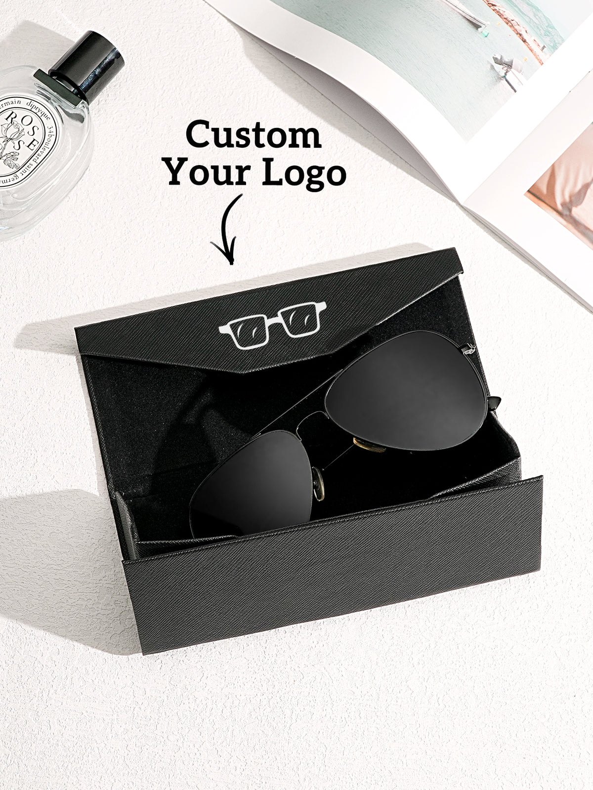Custom Logo PU Leather Eyeglass Case – Birthday & Father’s Day Gift — product image