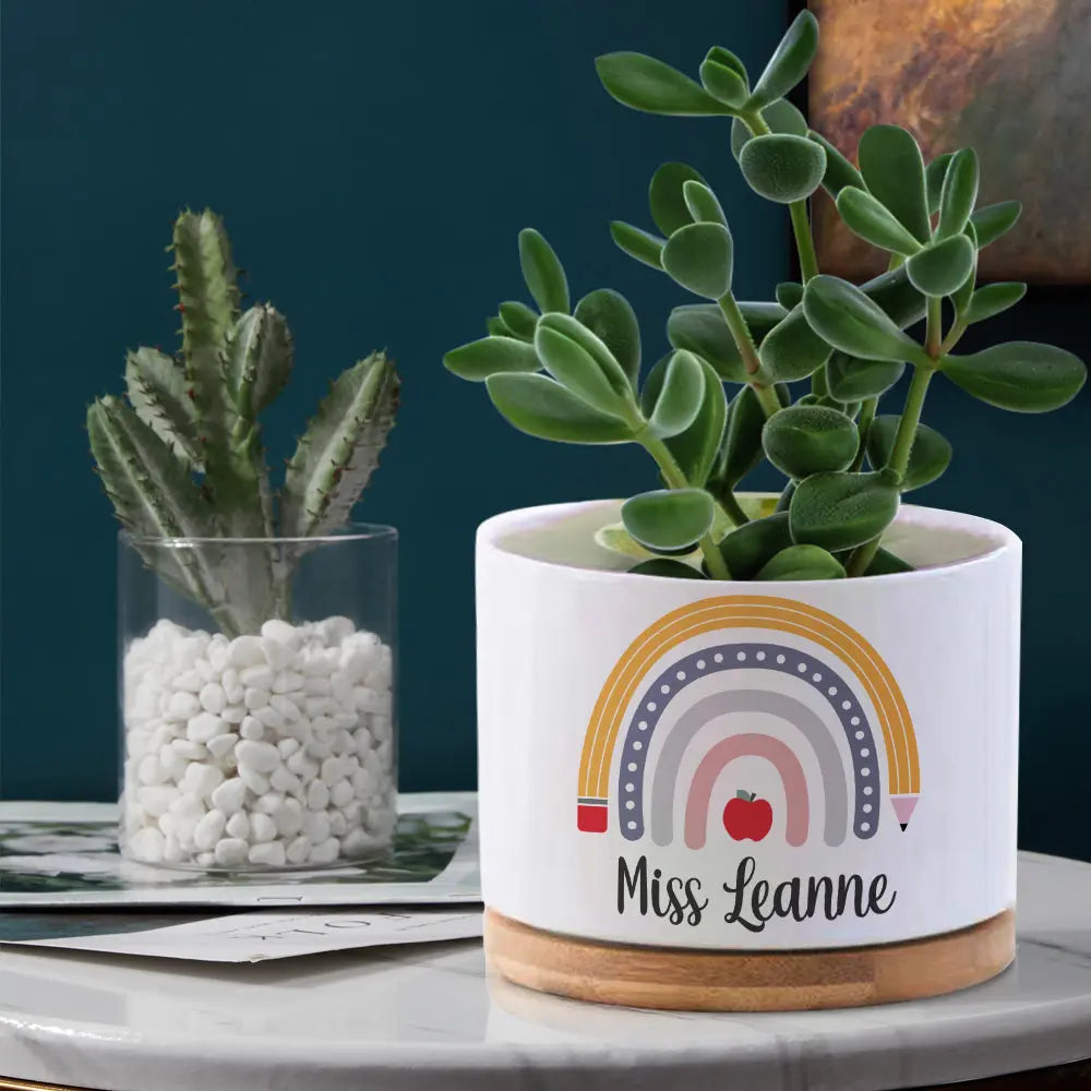 Personalized Teacher Flower Pot Rainbow Planter Back to School Gift for Teacher — product image 2