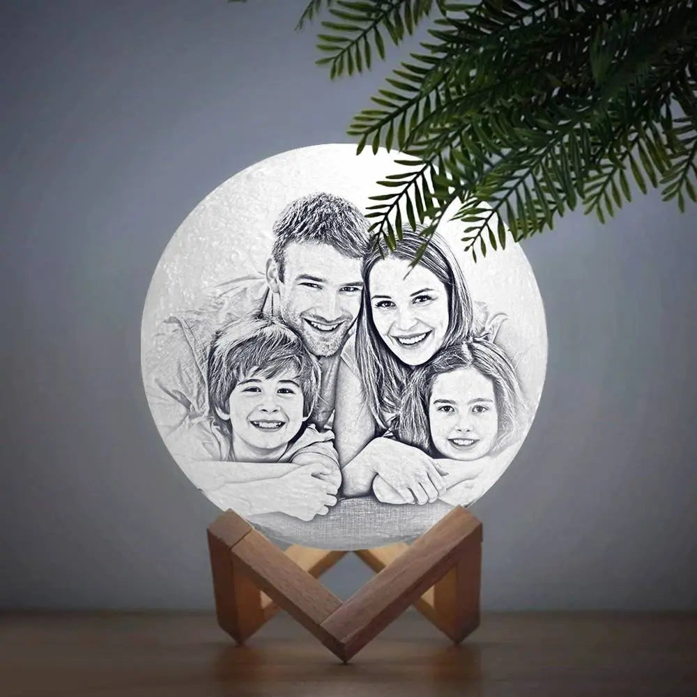 Custom 3D Printed Photo Lunar Light Moon Lamp - Perfect Christmas Gift for Family — product image