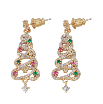 Christmas Tree Rhinestone Earrings — product image 6