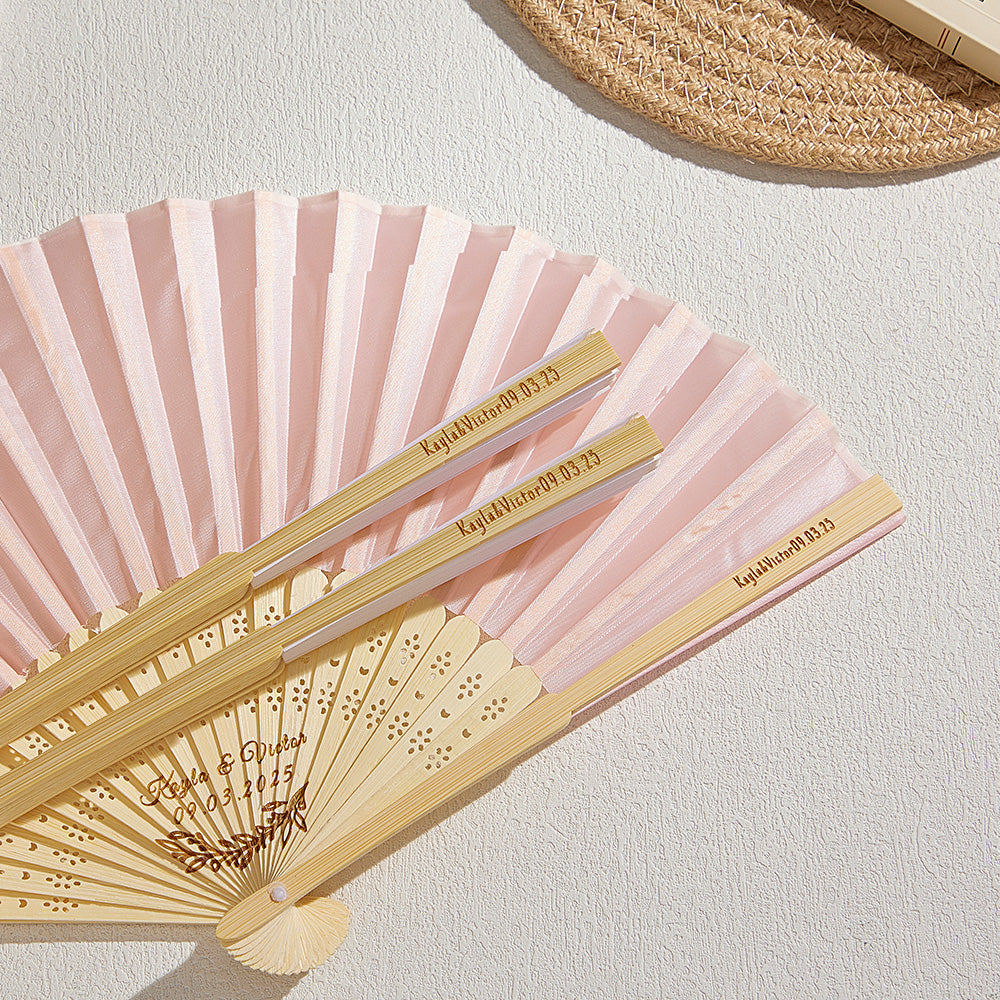 Custom Engraved Bamboo Folding Fan – Add Your Text for Events or Weddings — product image 6