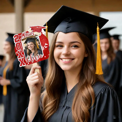 2026 Personalized Multicolor Grad Graduation Photo Fan with Name Photo Props Graduation Gift for Graduate — product image 2