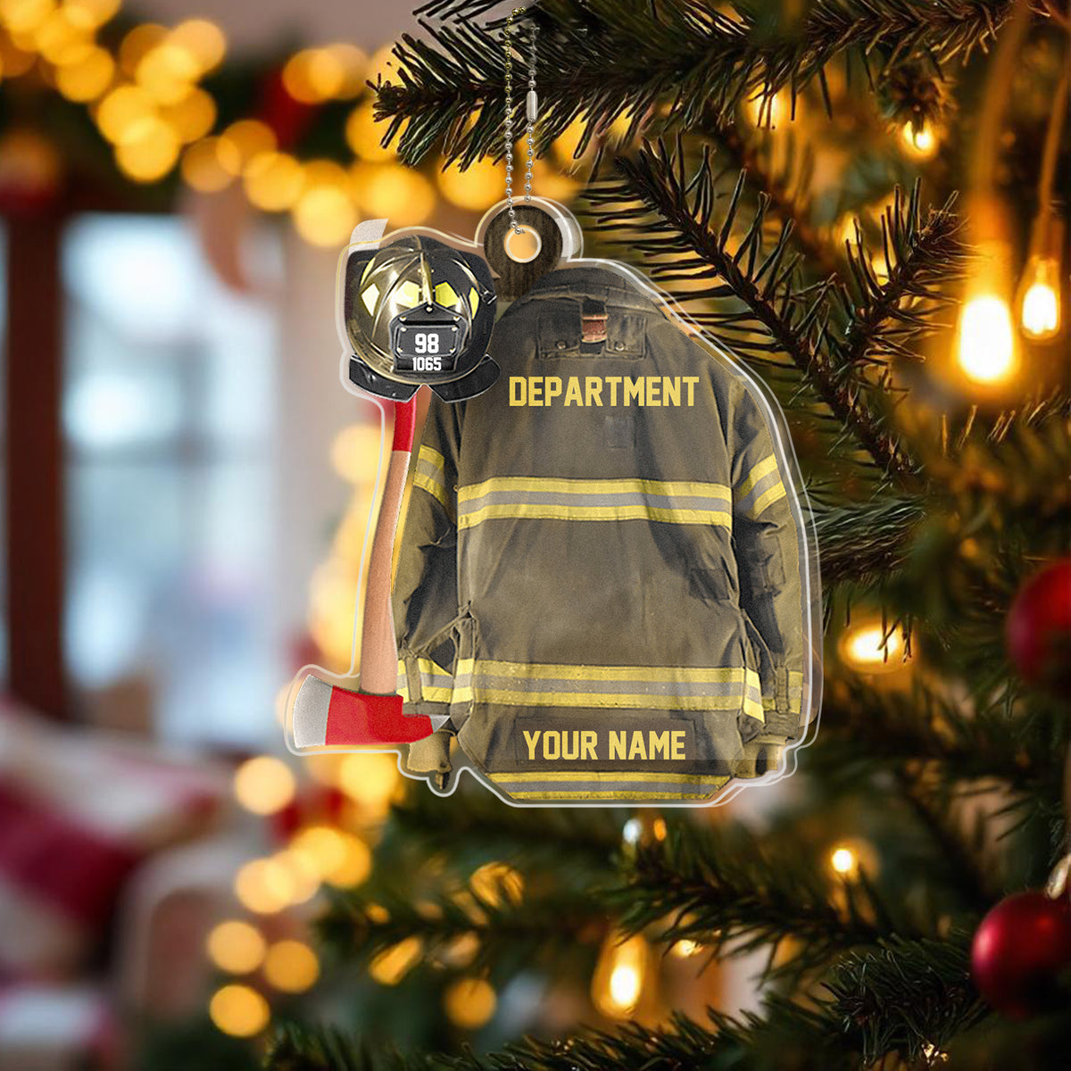Personalized Firefighter Helmet Armor Ornament with Name Christmas Ornaments Gifts for Fireman — product image 2
