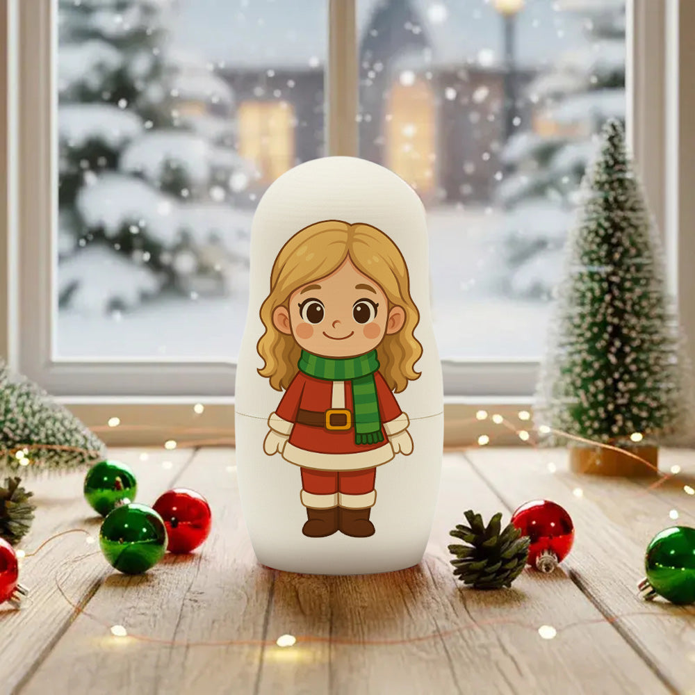 Personalized Family Portrait Nesting Doll with Box Custom Photo into Cartoon Style Preview Christmas Gift — product image 6