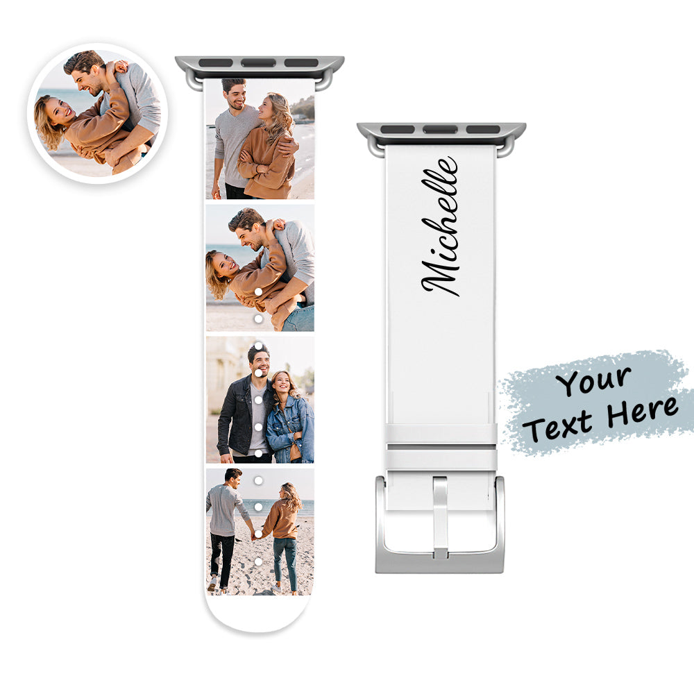 Custom Collage Photo and Name Apple Watch Band Silicone Watch Strap — product image
